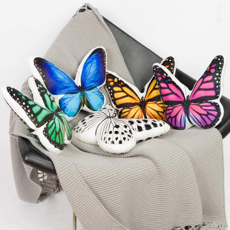 JWH 3D Butterfly Pillow Decorative Animal Throw Pillow Aesthetic Stuffed Plush Accent Pillow Case Colorful Pillowcase Cute Cushion Bed Couch Bedroom 13x15 Inch Black Green - Image 5